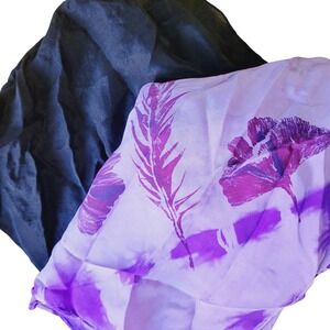 2 100% Silk Vintage Scarves Scarf Baar & Beards Floral Purple Japan Luxury 1990s